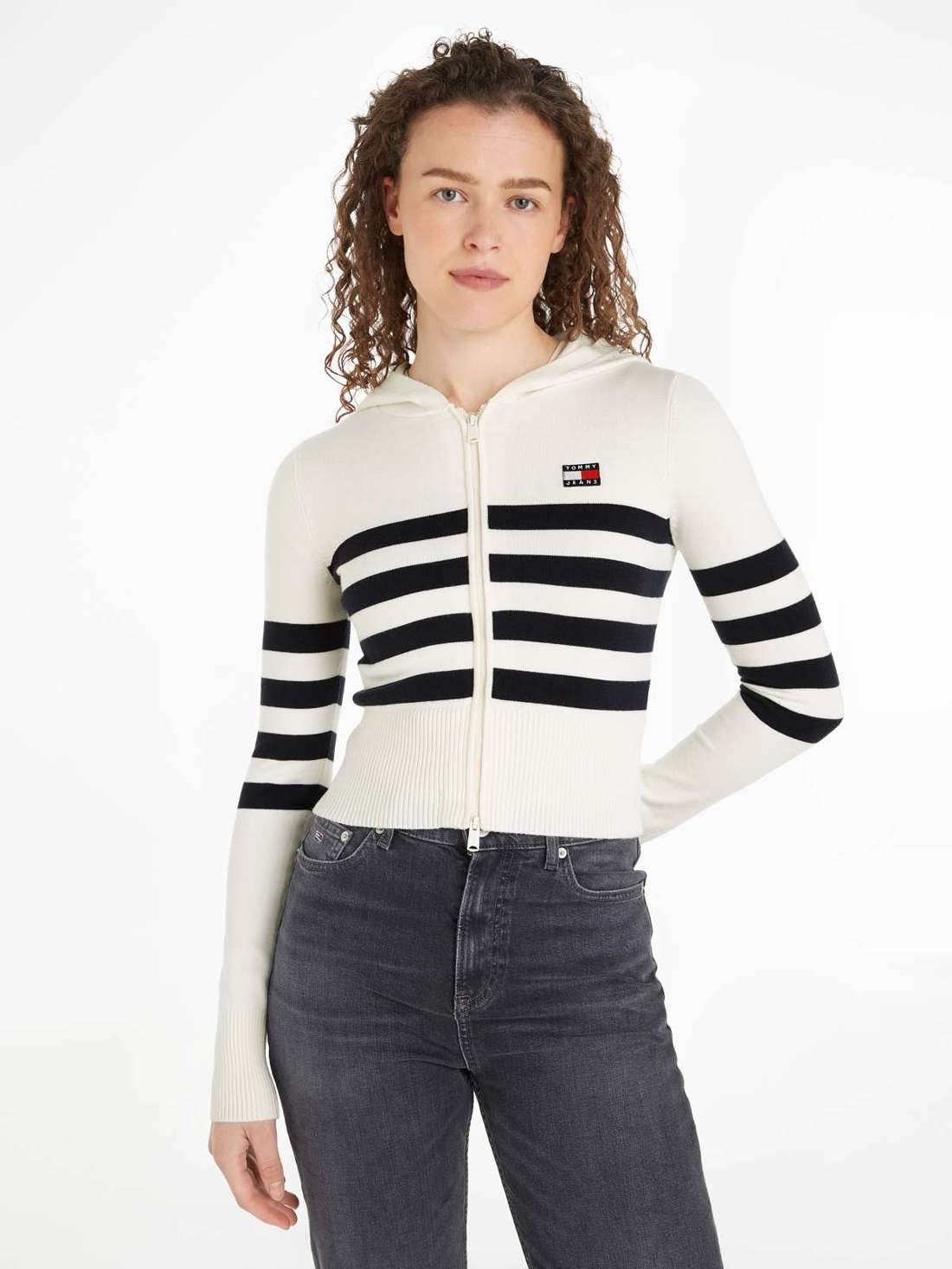 Толстовка с флагом Tommy Jeans TJW STRIPE ZIP THRU BADGE HOOD