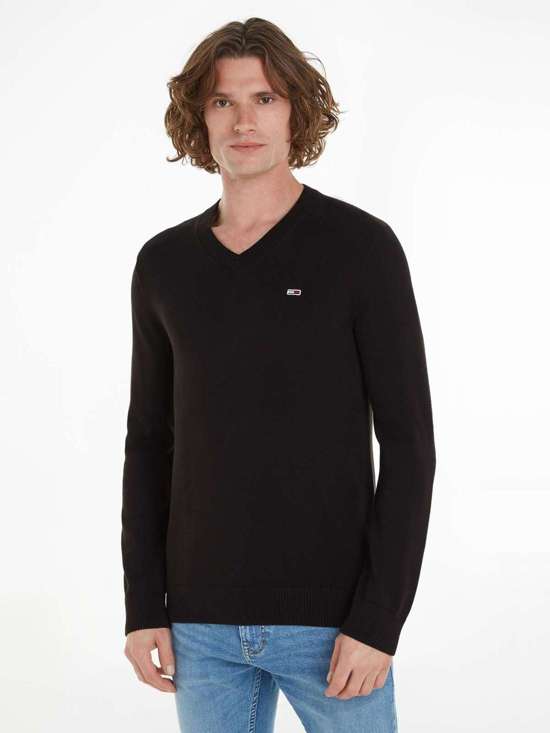 Толстовка с вышивкой логотипа TJM SLIM V NECK ESSNTL SWEATER