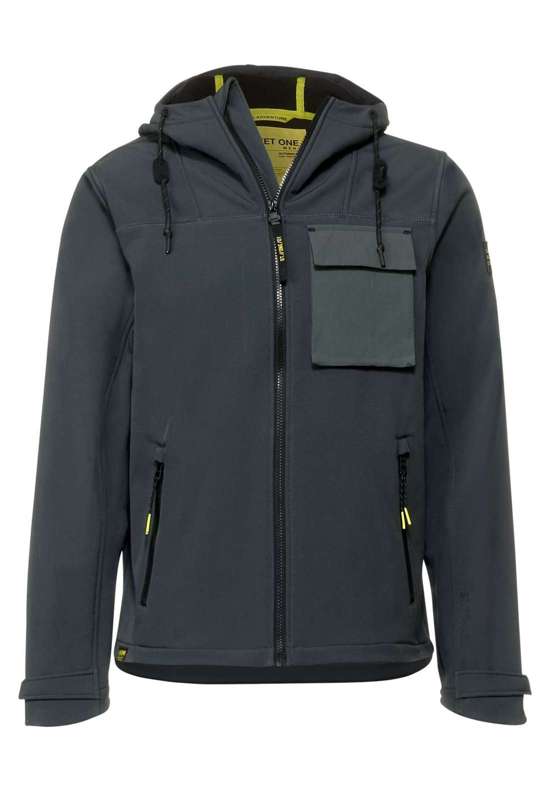 Куртка из софтшелла с капюшоном на шнурке.