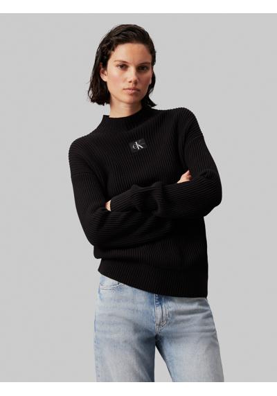 Свитер с воротником стойкой и нашивкой-логотипом WOVEN LABEL LOOSE SWEATER