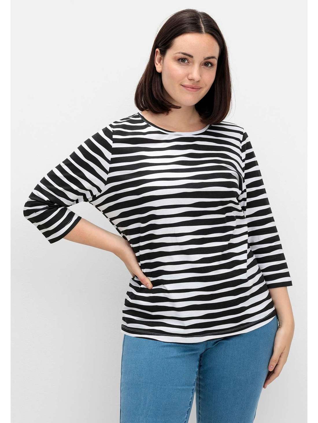 Рубашка с рукавом 3/4 и волнистыми полосками Große Größen