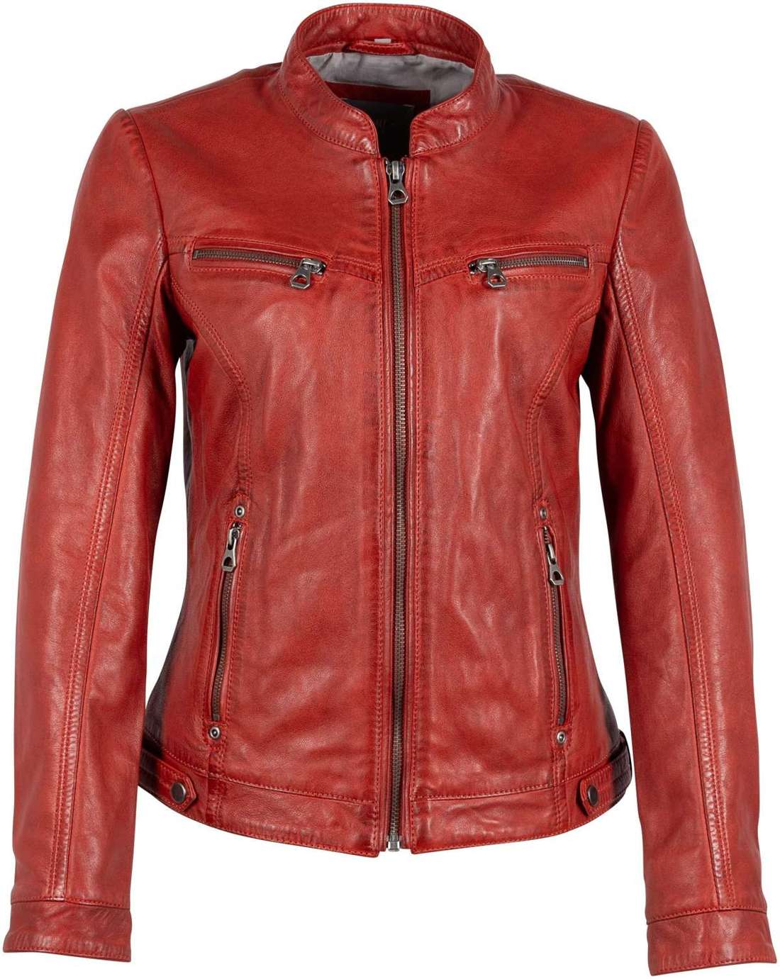 Кожаная куртка с воротником стойкой GWJanka