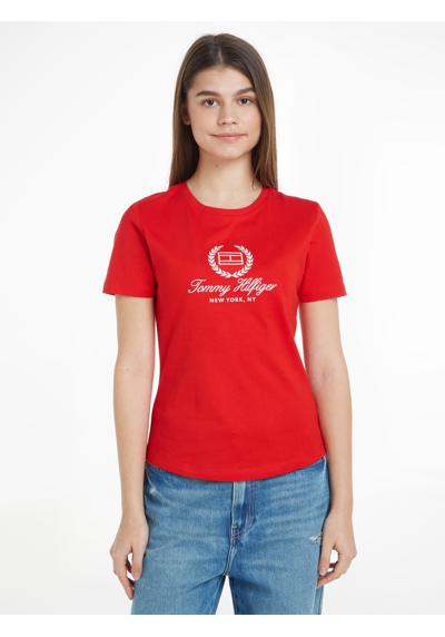 Футболка с логотипом на груди SLIM FLAG SCRIPT TEE SS