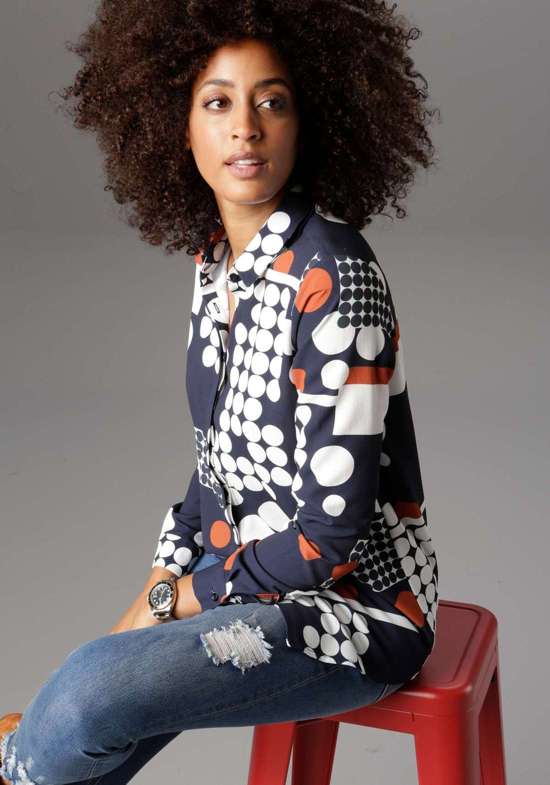 Блуза-рубашка с современным точечным принтом