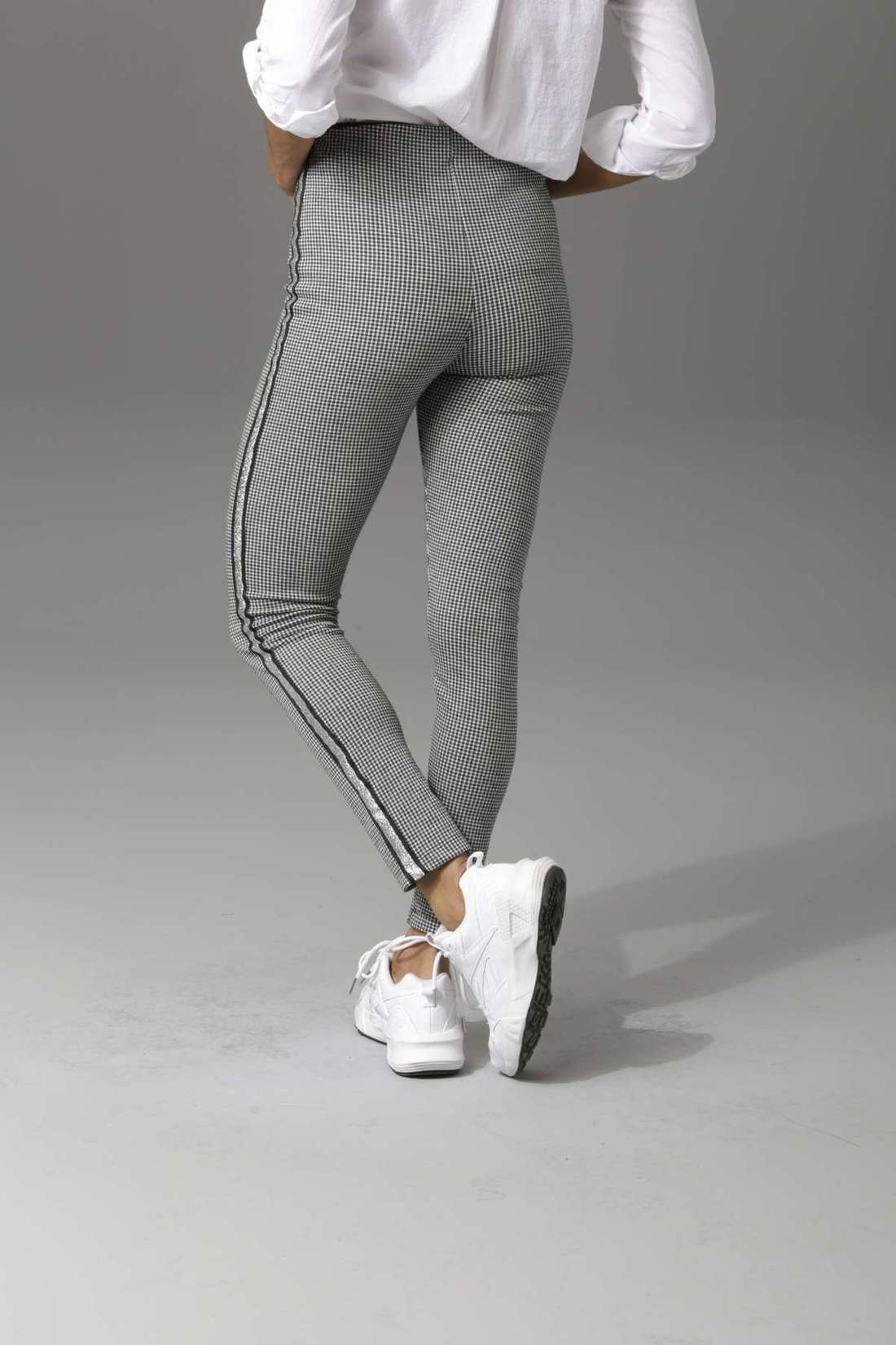 Брюки без застежки с блестящими галлонными полосками