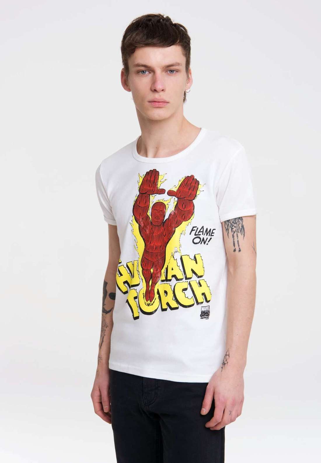 Футболка с крутым мотивом героя Human Torch Flame On