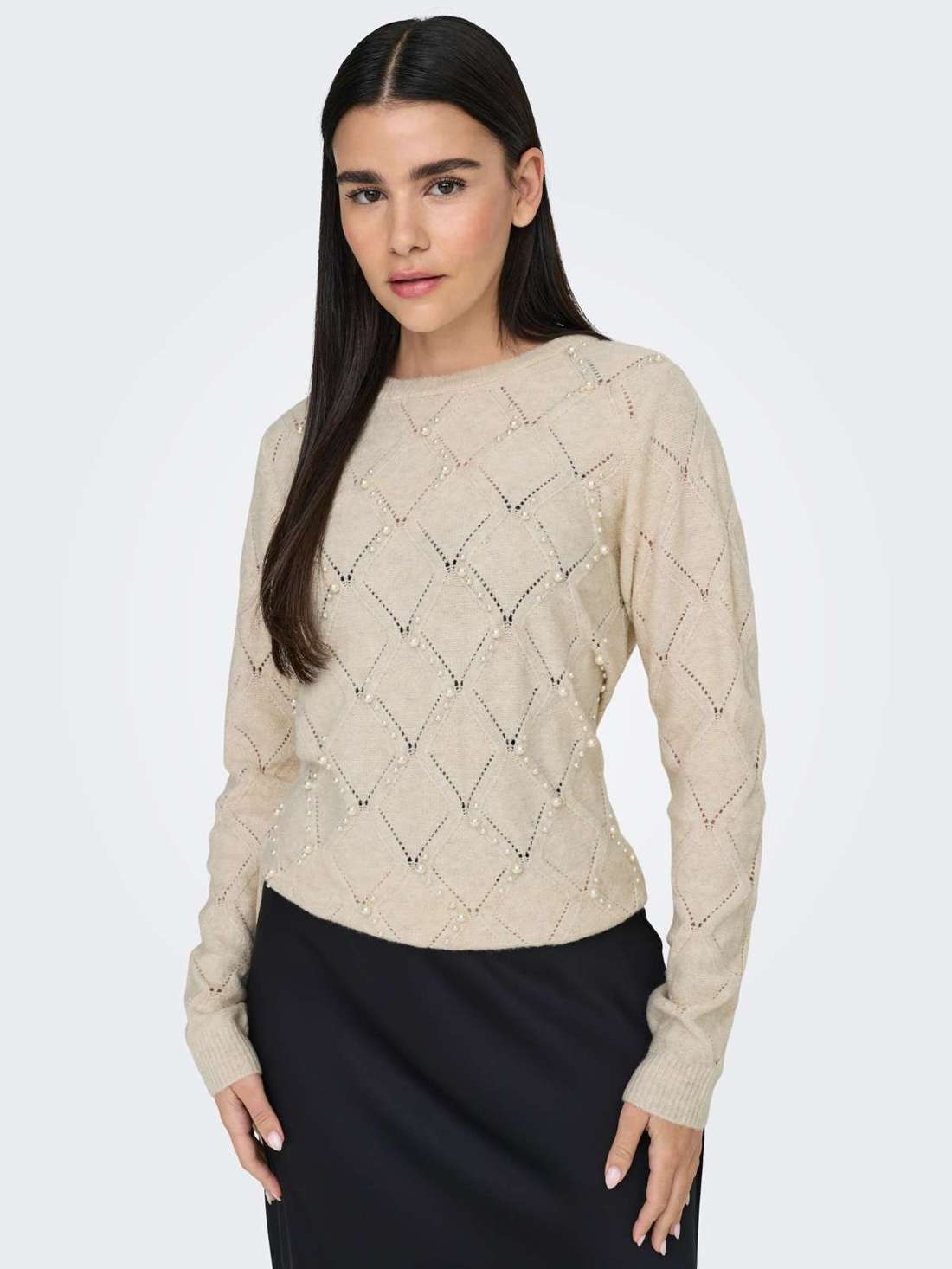 Свитер с круглым вырезом ONLLIANA LIFE LS PEARL O-NECK CC KNT