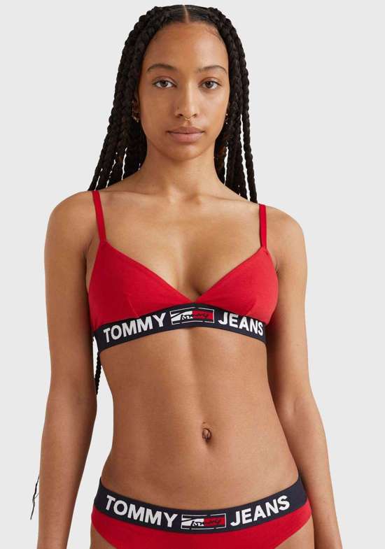 Бюстгальтер с треугольными чашками и надписью логотипа Tommy Hilfiger на... TRIANGLE BRALETTE UNLINED