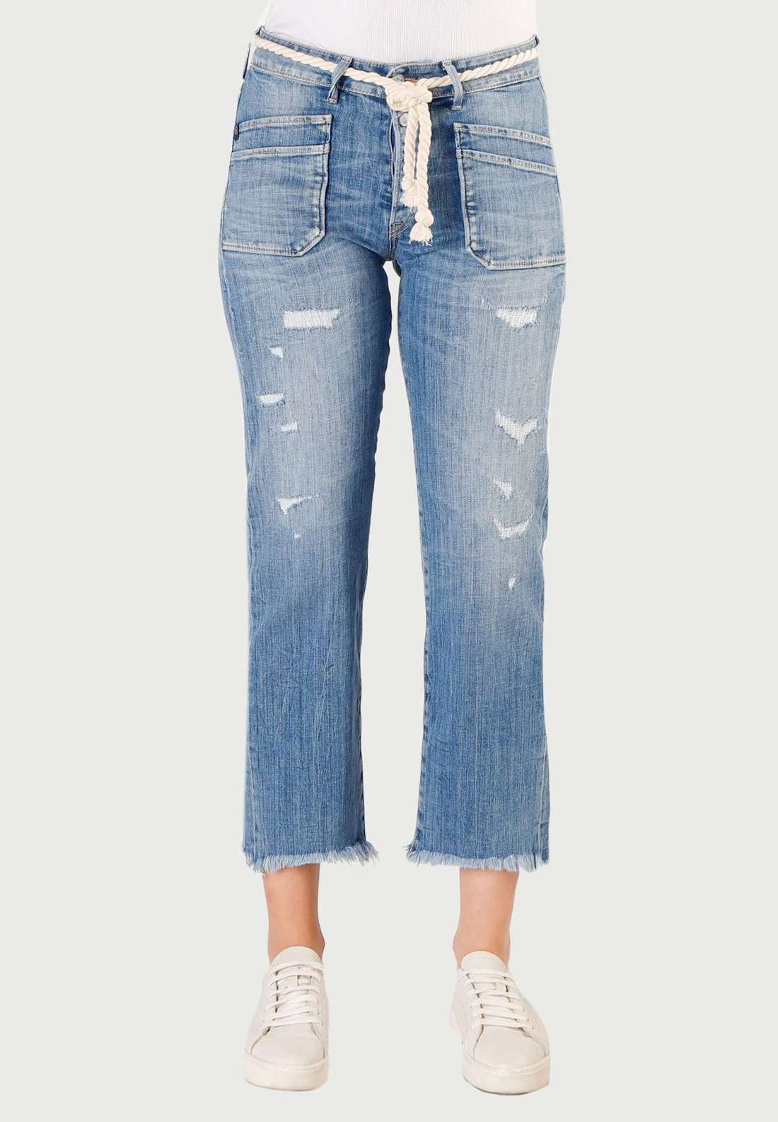 Брюки 7/8 в модном подержанном стиле. PRICILIA