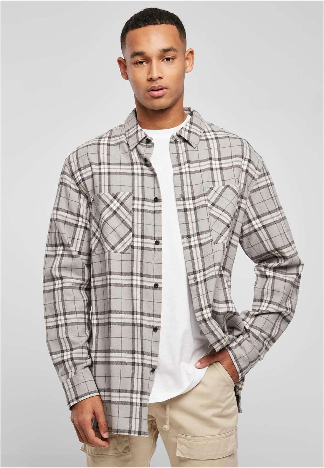 Рубашка с длинным рукавом Urban Classics Herren Long Oversized Grey Check Shirt