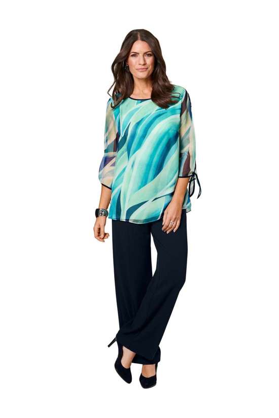 Блузка с принтом и завязками на манжетах