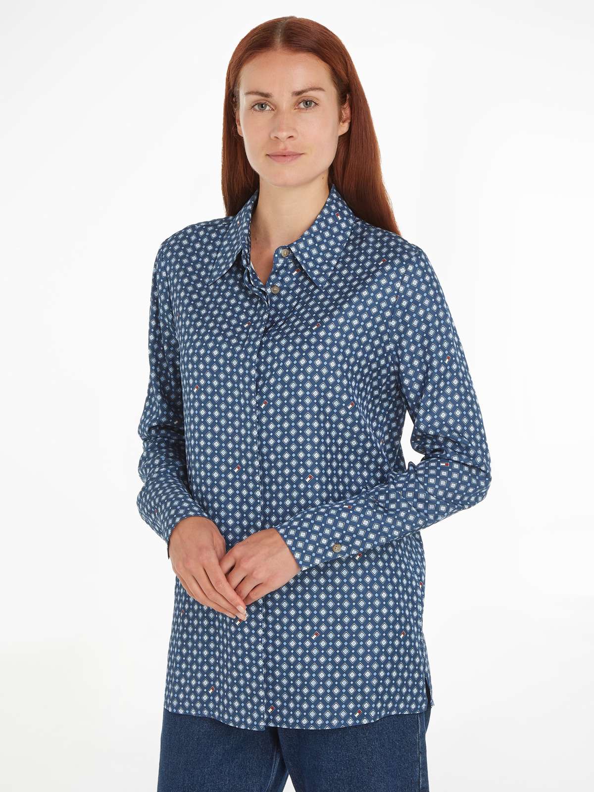 Блузка-рубашка с логотипом Tommy Hilfiger FOULARD REGULAR SHIRT
