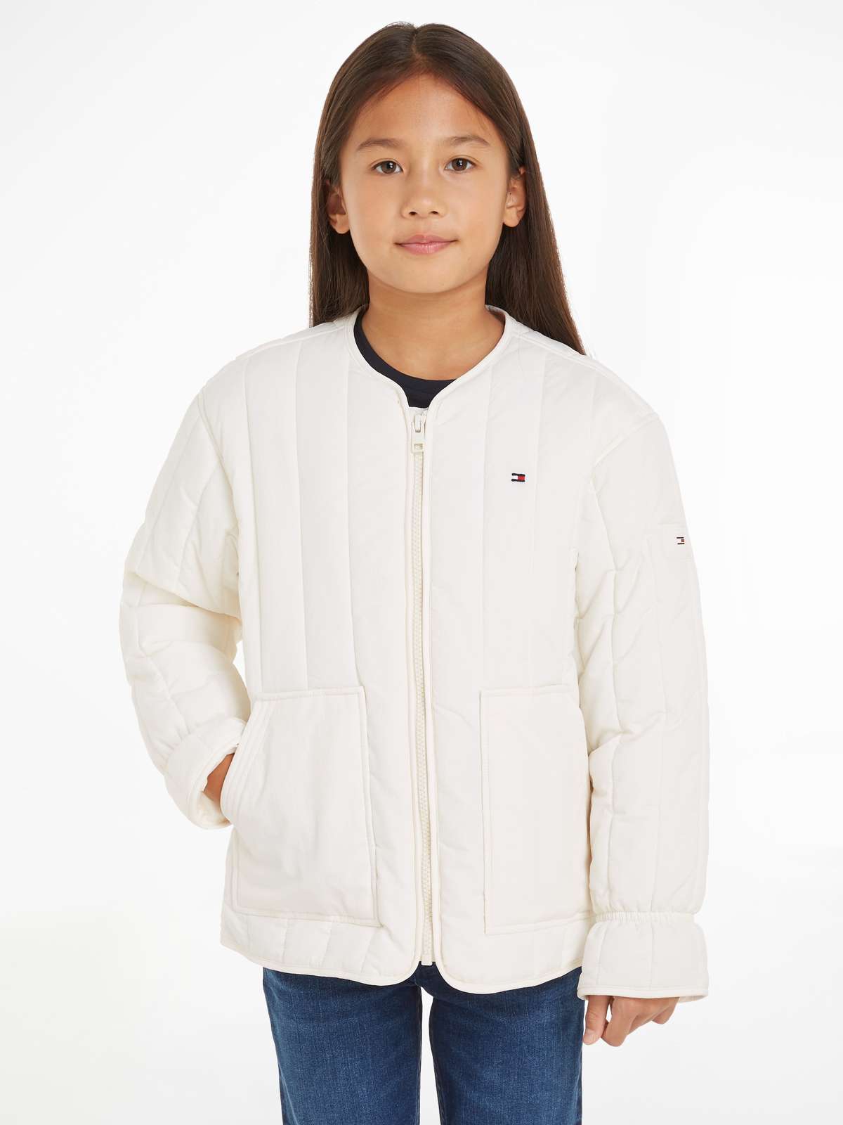 Стеганая куртка детская до 16 лет с вышивкой логотипа