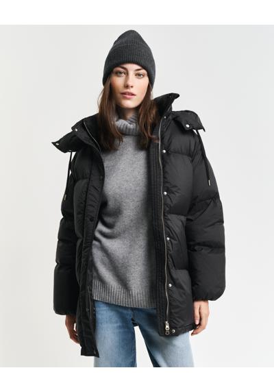 Стеганая куртка с капюшоном и двусторонней молнией. MID LENGTH DOWN JACKET