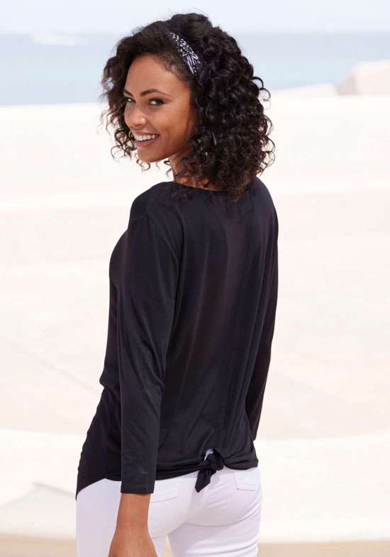 рубашка с рукавом 3/4 mit modischem Schlitz am Rücken