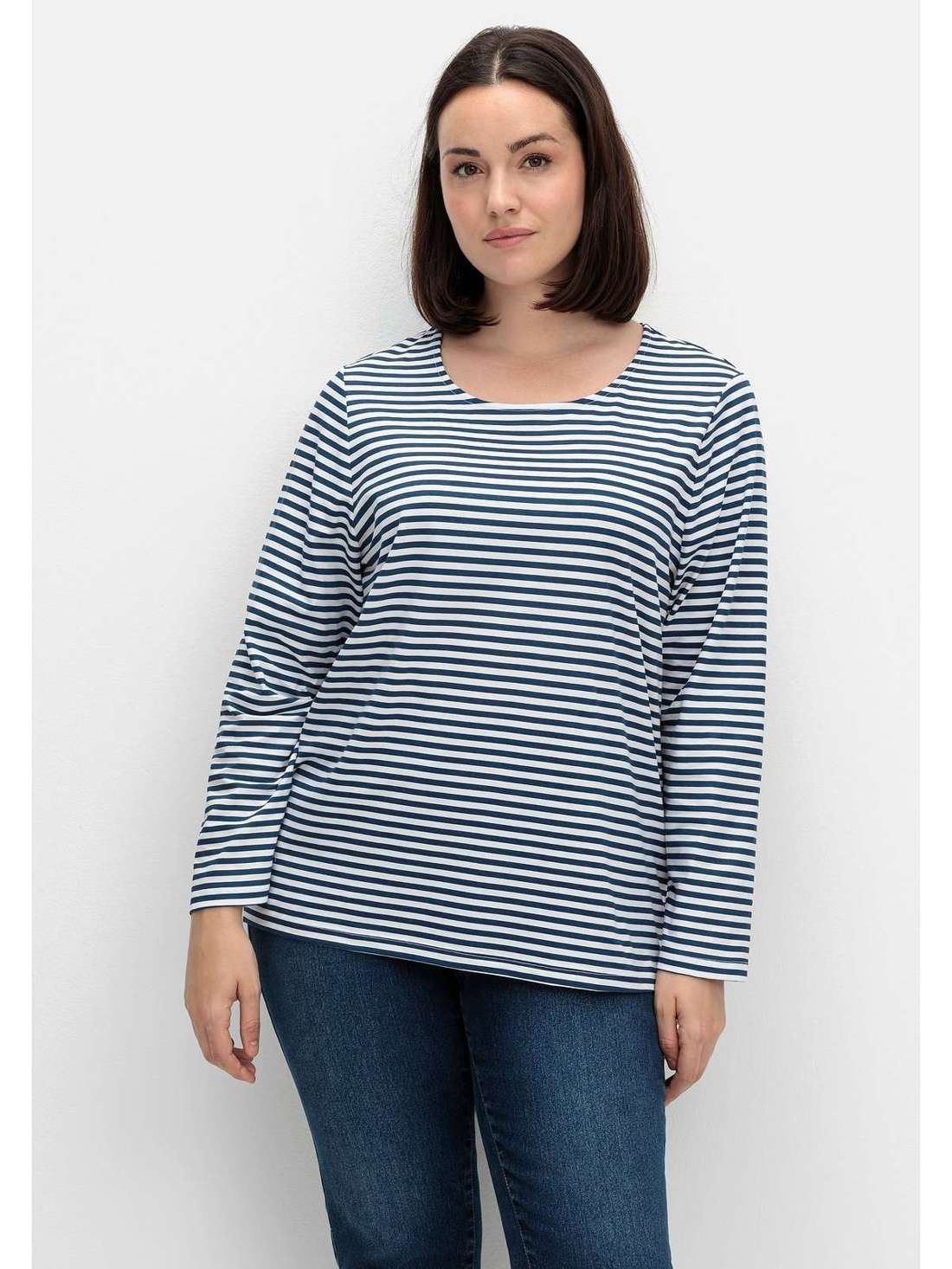 Рубашка с длинными рукавами и полосатым рисунком Große Größen