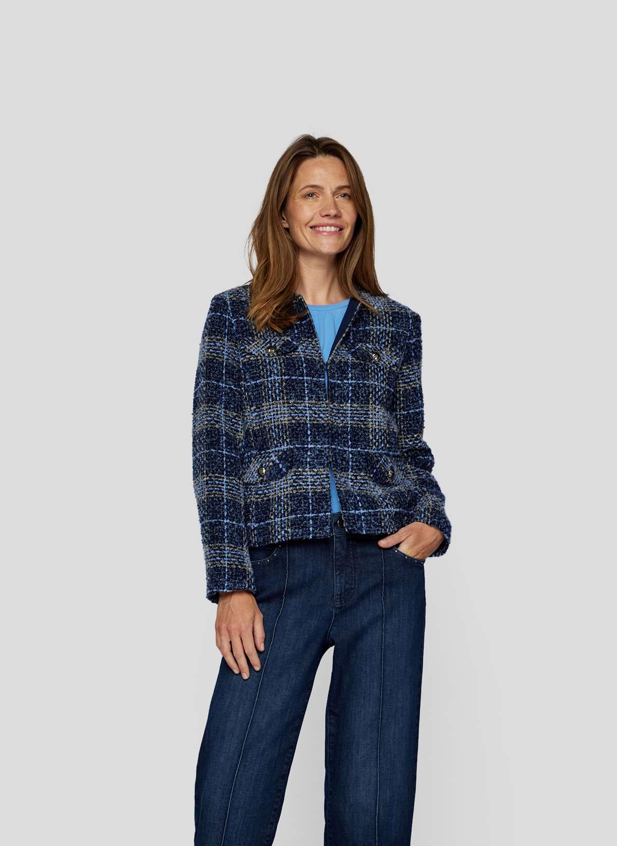 Блуза Blouson-Strickjacke im Karo-Design