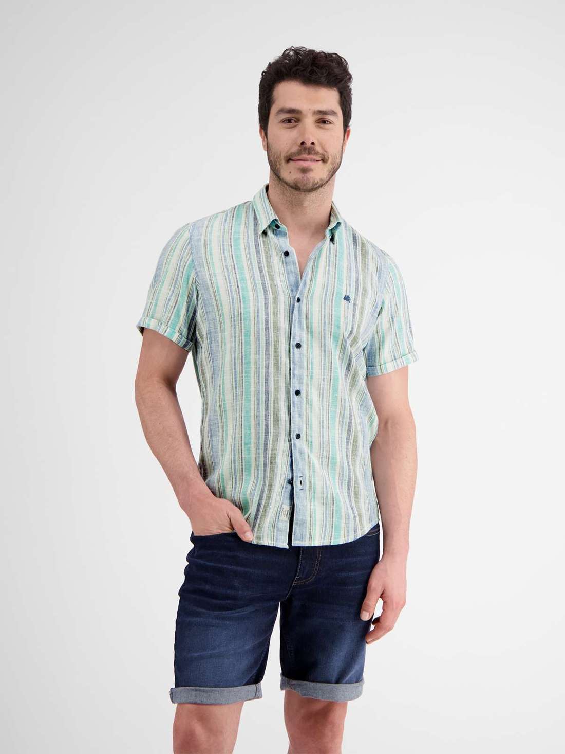 Рубашка с коротким рукавом LERROS Gestreiftes Halbarmhemd für Herren