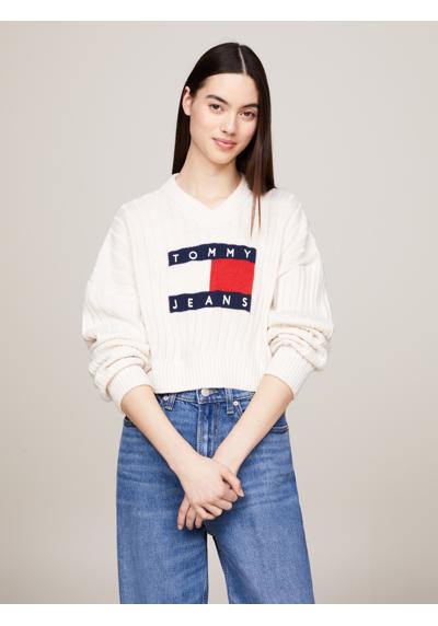 Вязаный свитер с центральным логотипом Tommy Jeans TJW VNCK CENTER FLAG SWEATER EXT