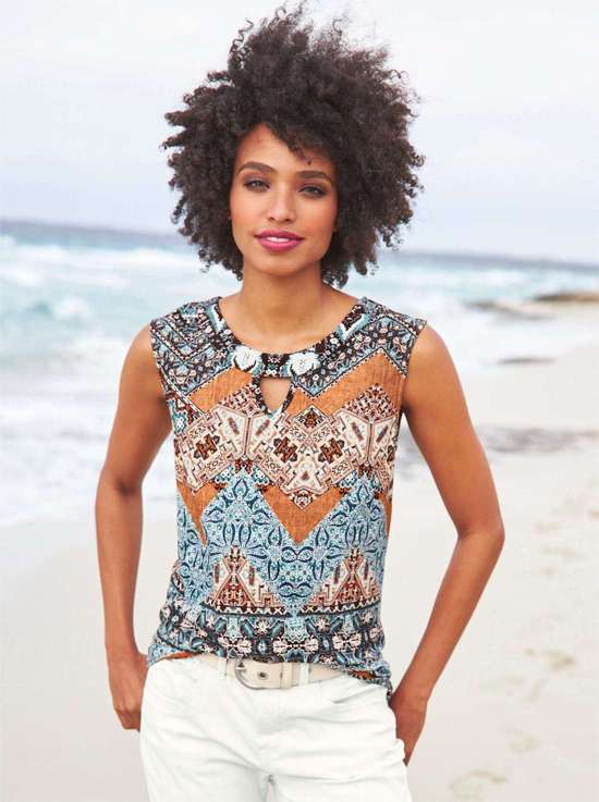 рубашка с круглым вырезом Druck-Shirt