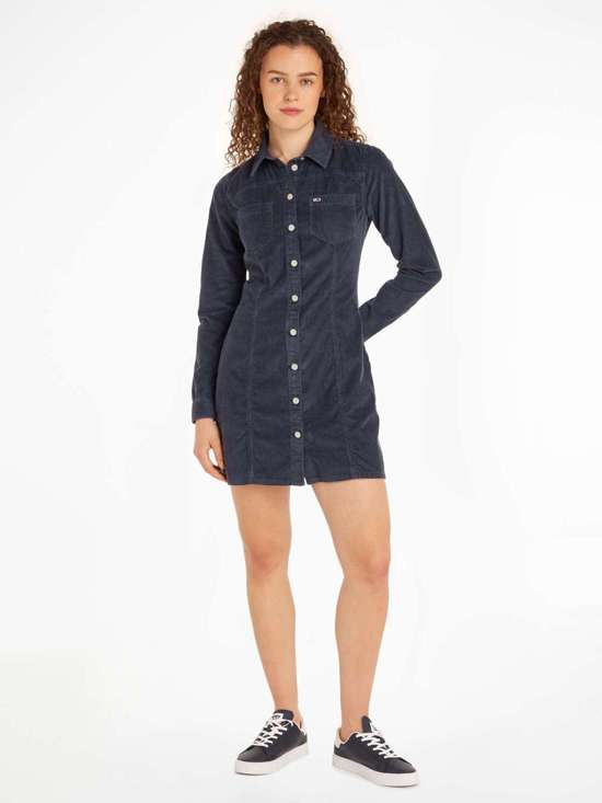 Вельветовое платье из модного вельветового материала. TJW SLIM LS WASHED CORD DRESS