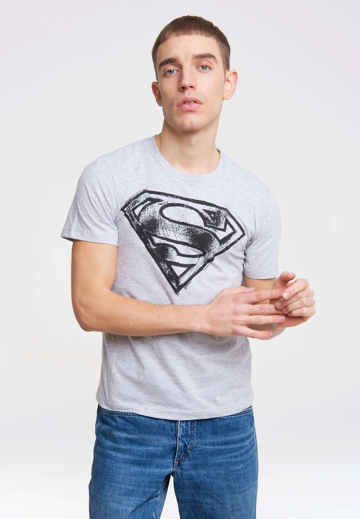 Футболка с крутым принтом спереди SUPERMAN - LOGO SCRIBBLE
