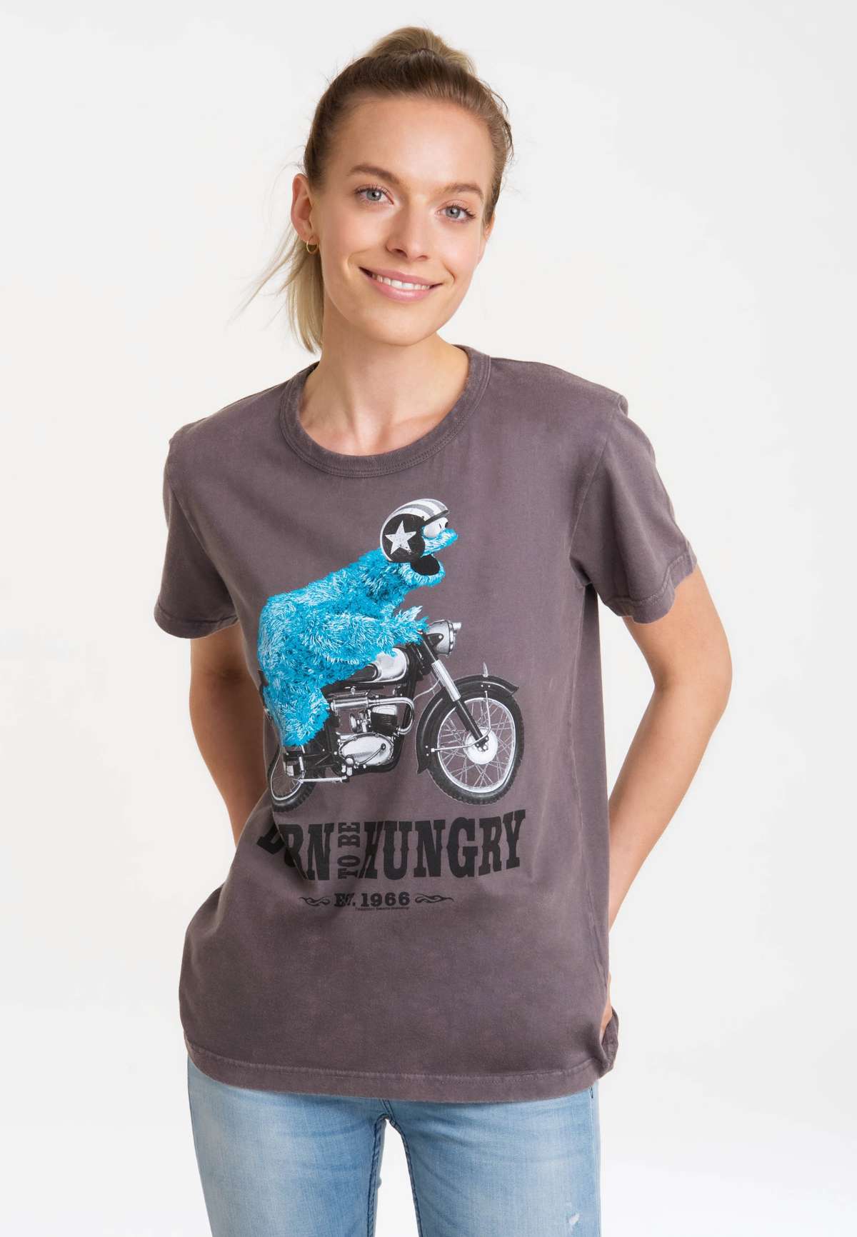 Футболка с лицензионным принтом Sesamstrasse - Krumelmonster Motorrad