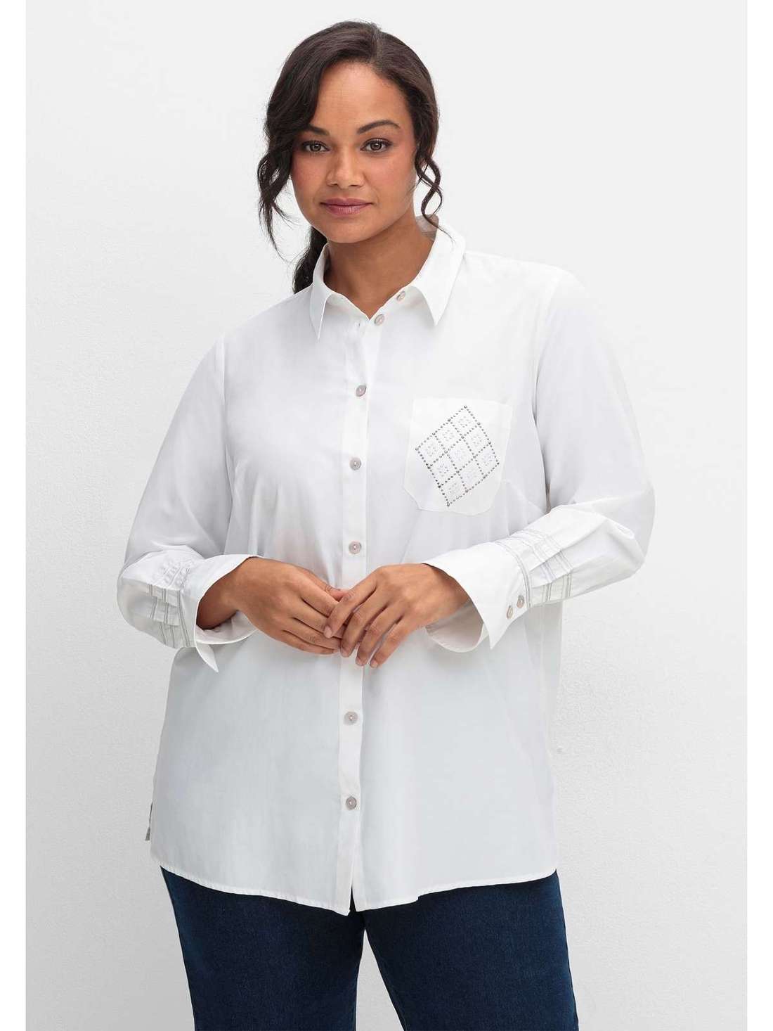 Блузка-рубашка с блестящими деталями Große Größen