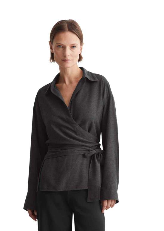 Блузка с длинными рукавами aus Viskose-Twill