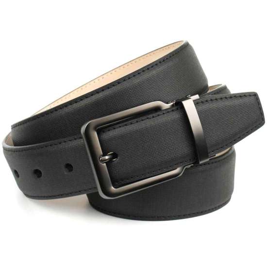 Кожаный ремень с узором из льняной ткани