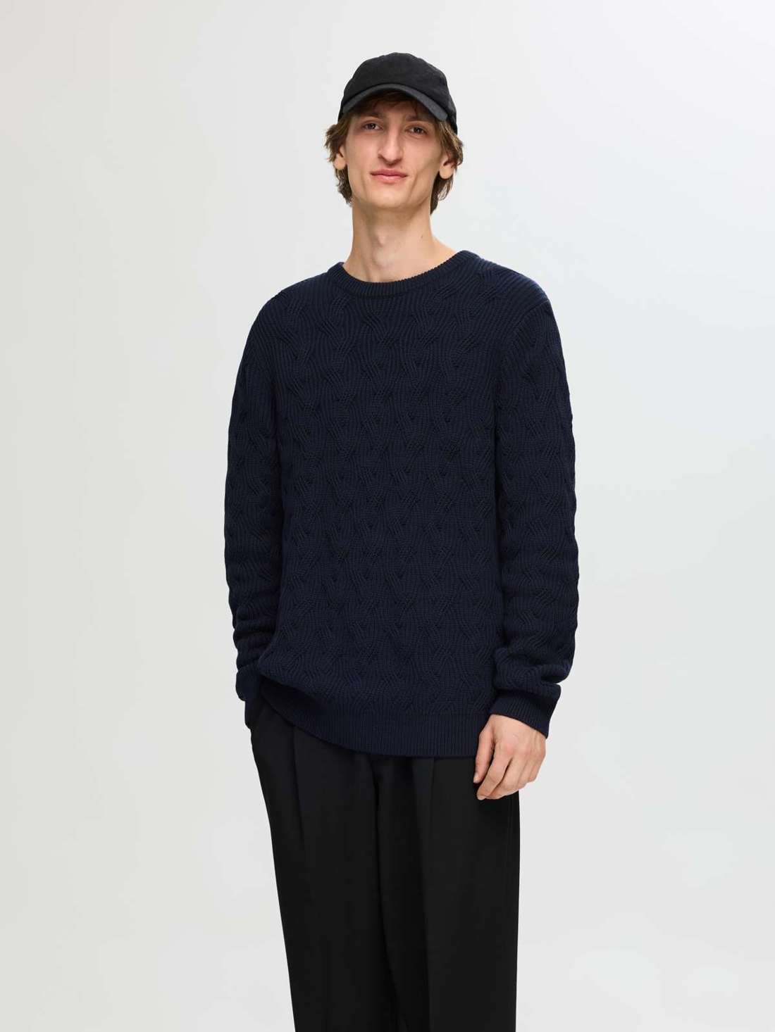 Вязаный свитер SLHCALLIS LS KNIT CABLE CREW NECK NOOS