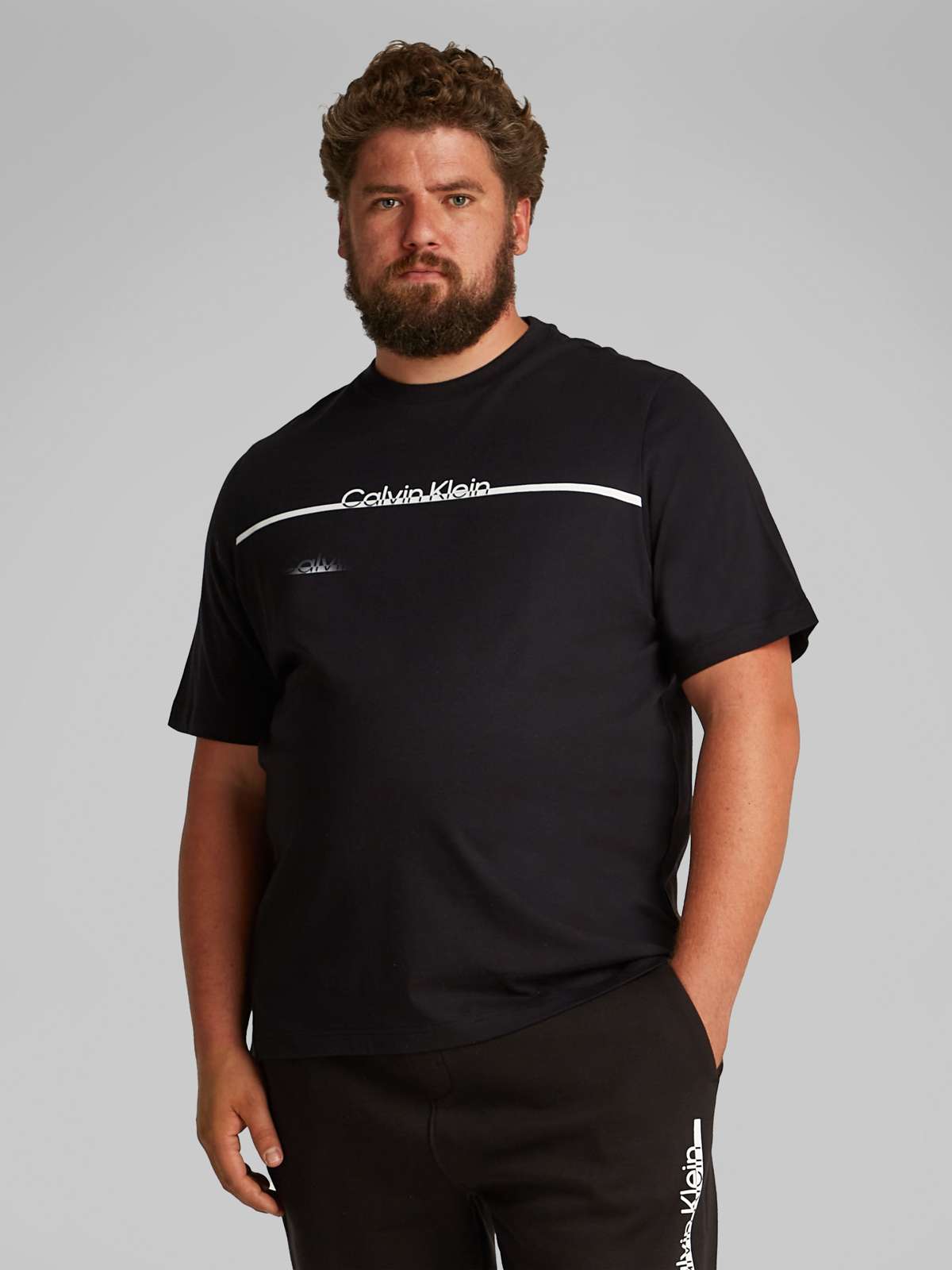 Рубашка с круглым вырезом больших размеров с логотипом BT_SPLIT LINE LOGO T-SHIRT