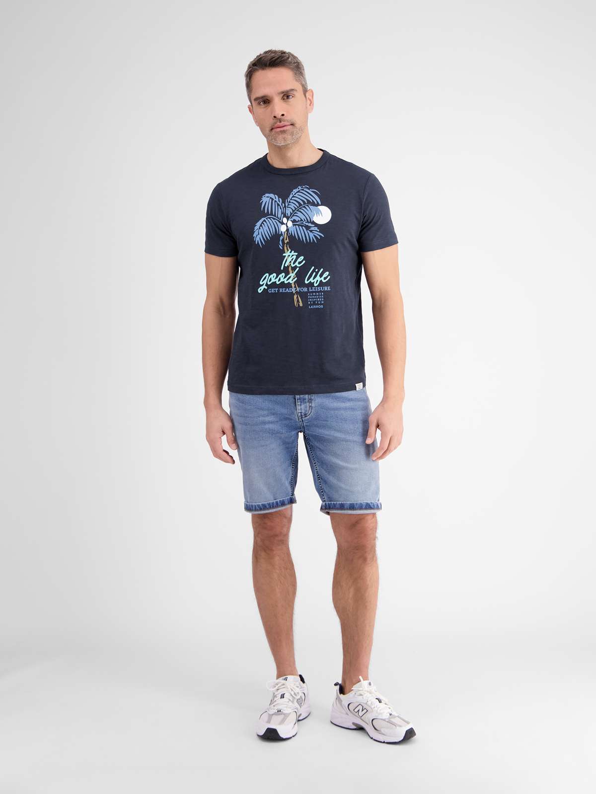 футболка LERROS Rundhals T-Shirt fur Herren mit Palmenprint