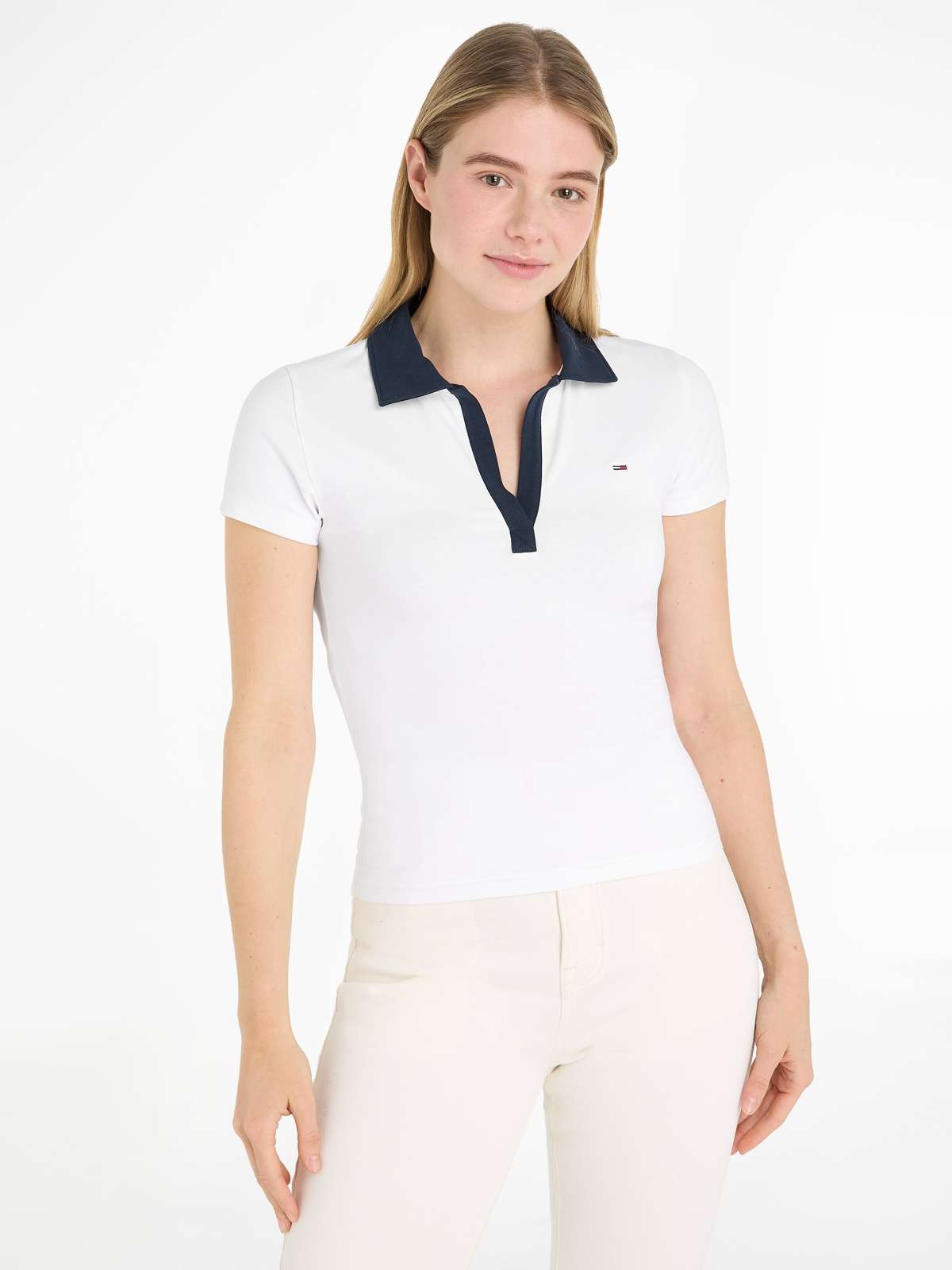 Рубашка-поло с контрастным воротником-поло. TJW SLIM CONTRAST V SS POLO EXT