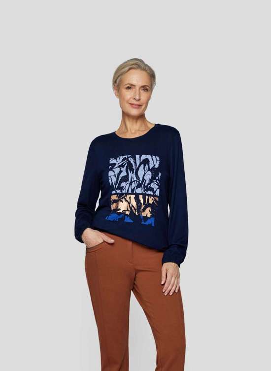 Рубашка с длинными рукавами и принтом спереди