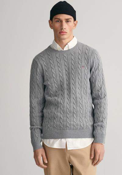 Вязаный свитер с вышивкой логотипа герба на груди. COTTON CABLE C-NECK
