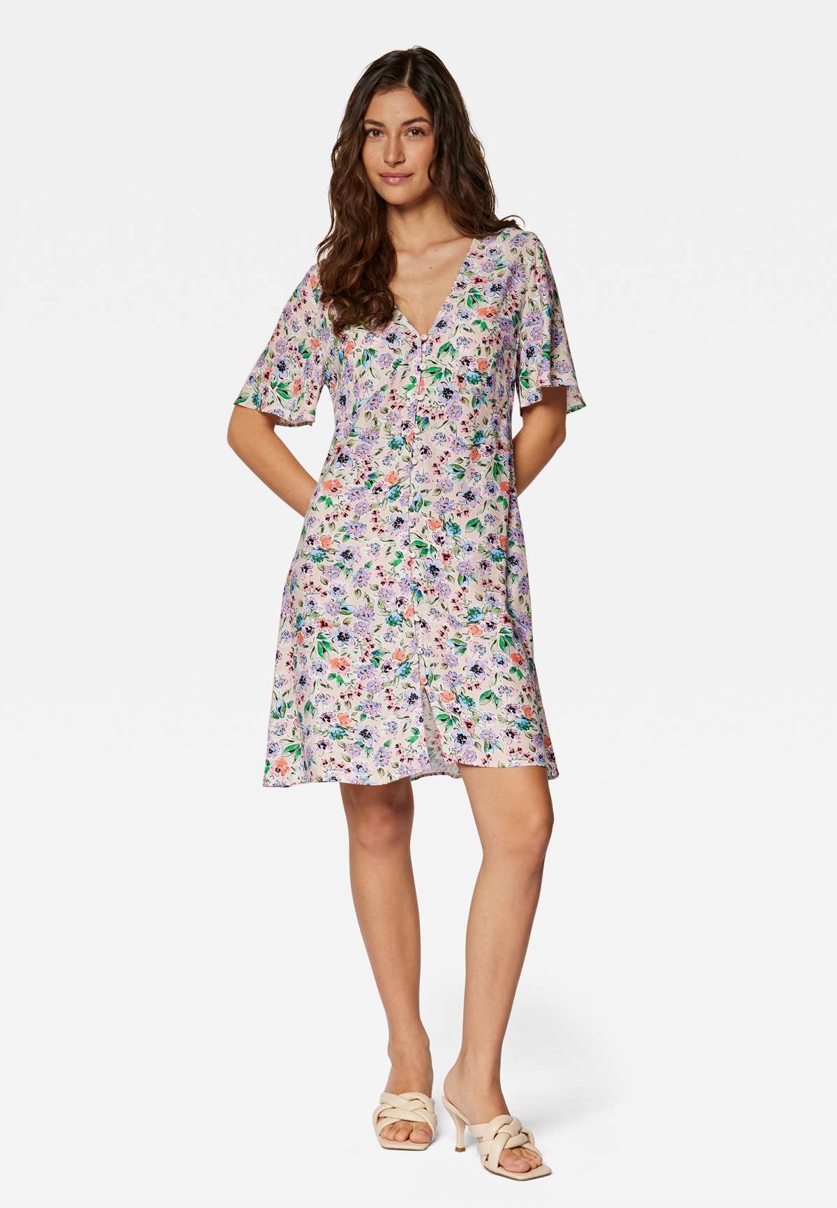 Мини-платье SHORT SLEEVE WOVEN DRESS