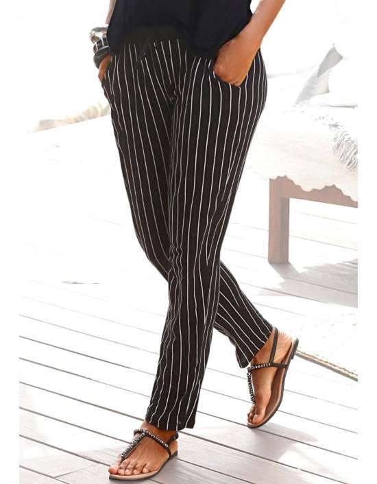 Пляжные брюки в полоску с принтом