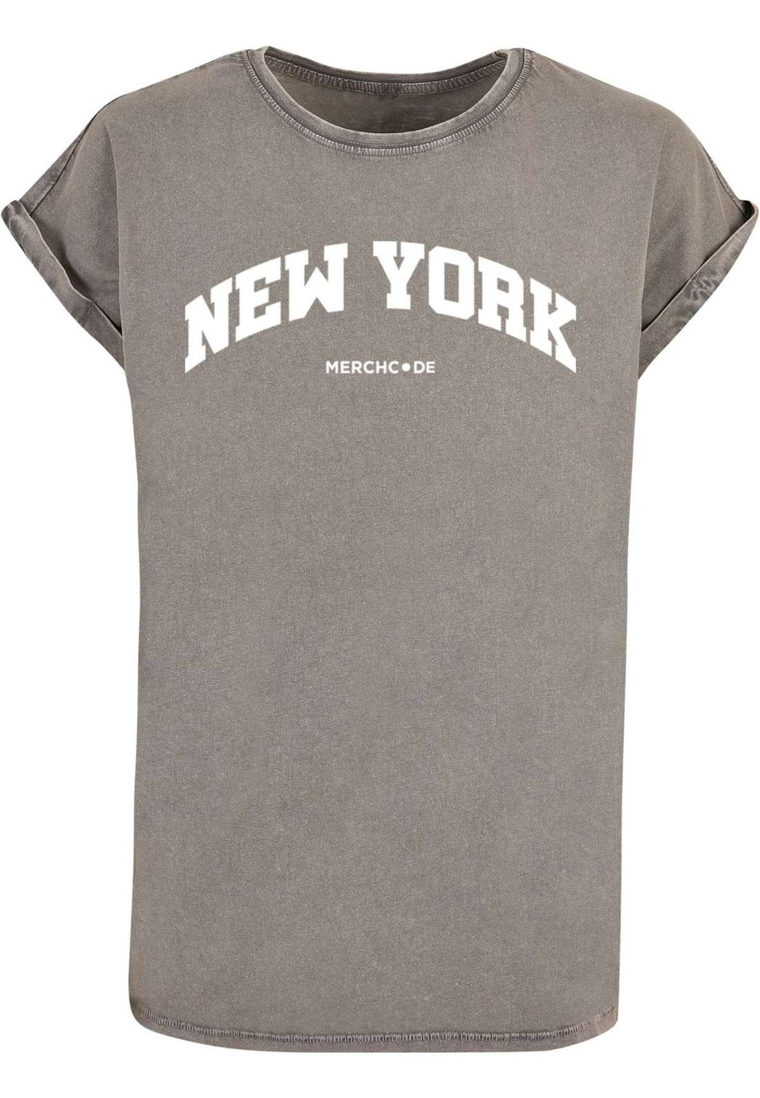 футболка Damen Ladies New York Wording - Acid Washed T-Shirt