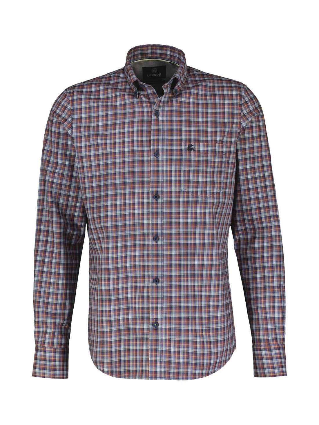 Рубашка в клетку LERROS Kariertes Herrenhemd mit Button-down-Kragen
