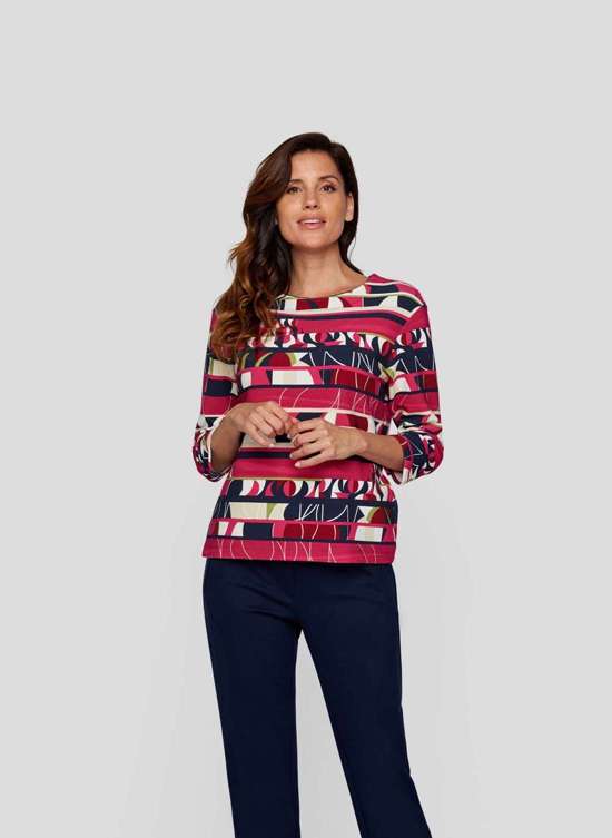 Рубашка с рукавом 3/4 и абстрактным узором