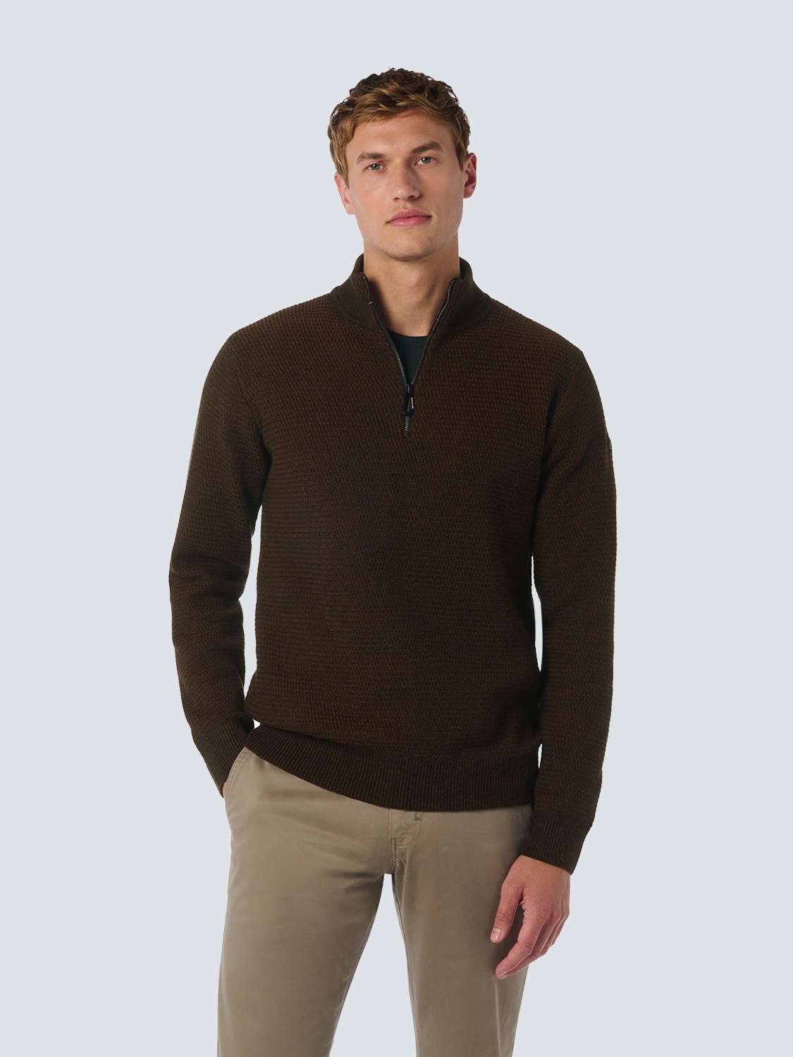 Свитер с высоким воротником No Excess Halber Rei?verschluss Pullover Melange