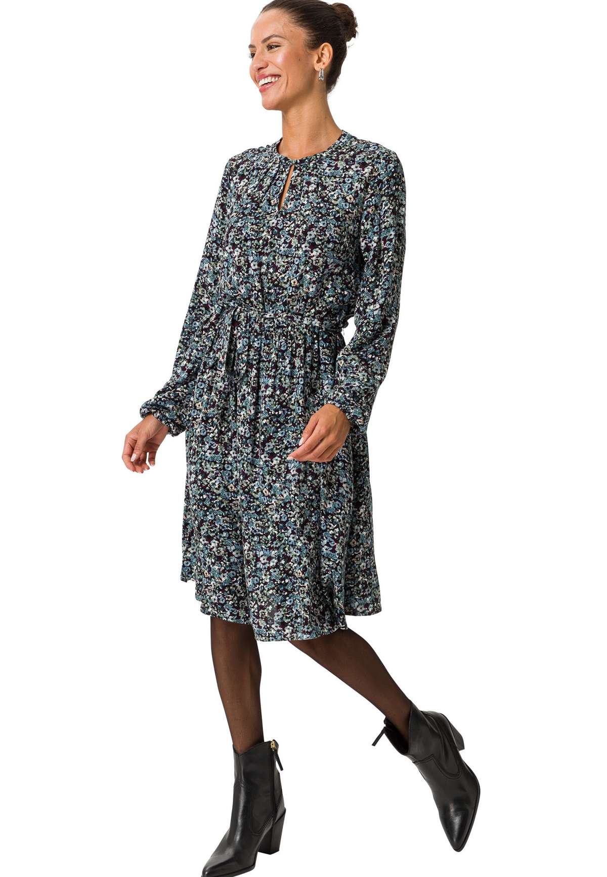 Платье с принтом zero Crepe-Kleid mit Blumenprint