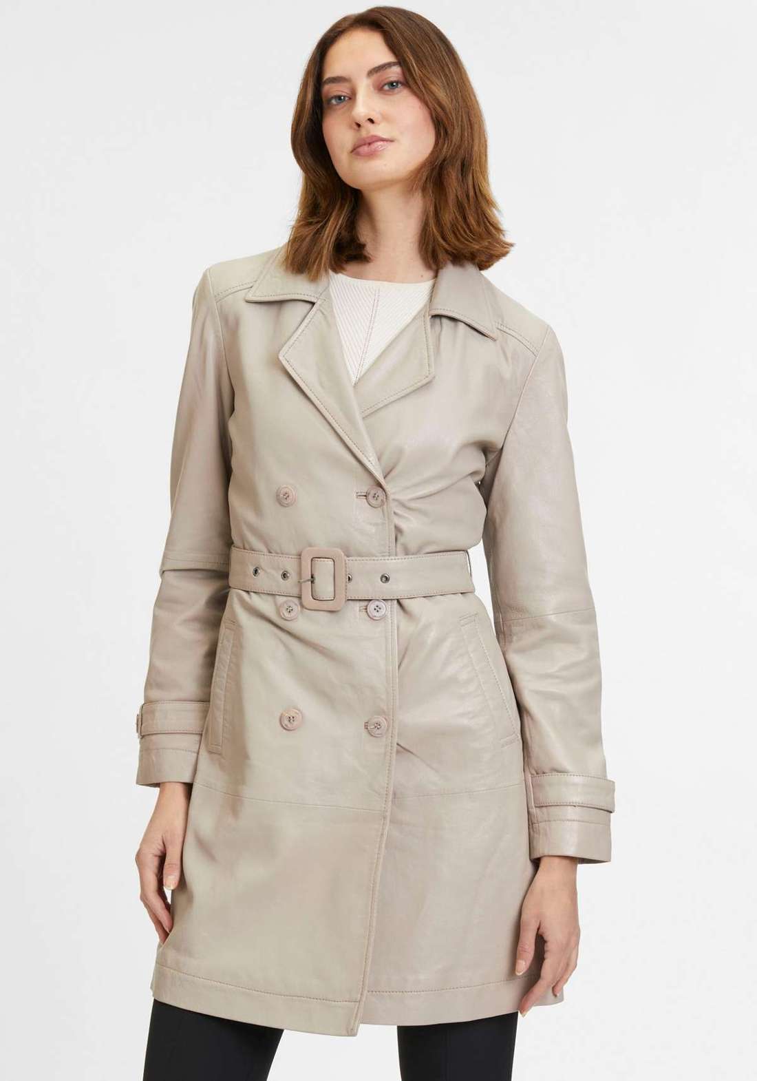 Кожаное пальто с поясом GWLeur