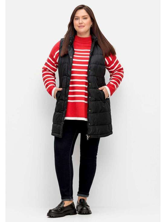 Длинный жилет со съемным капюшоном. Große Größen