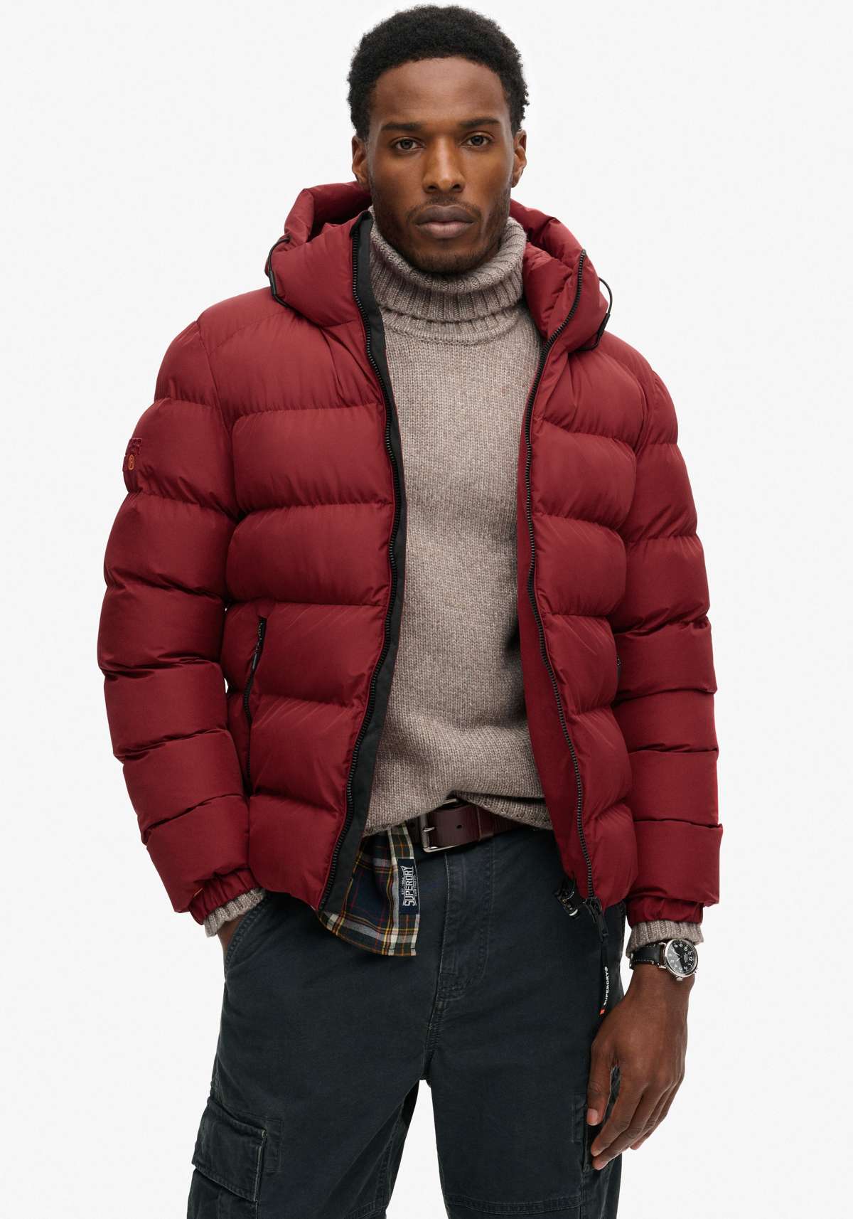 Стеганая куртка HOODED SPORTS PUFFER JACKET