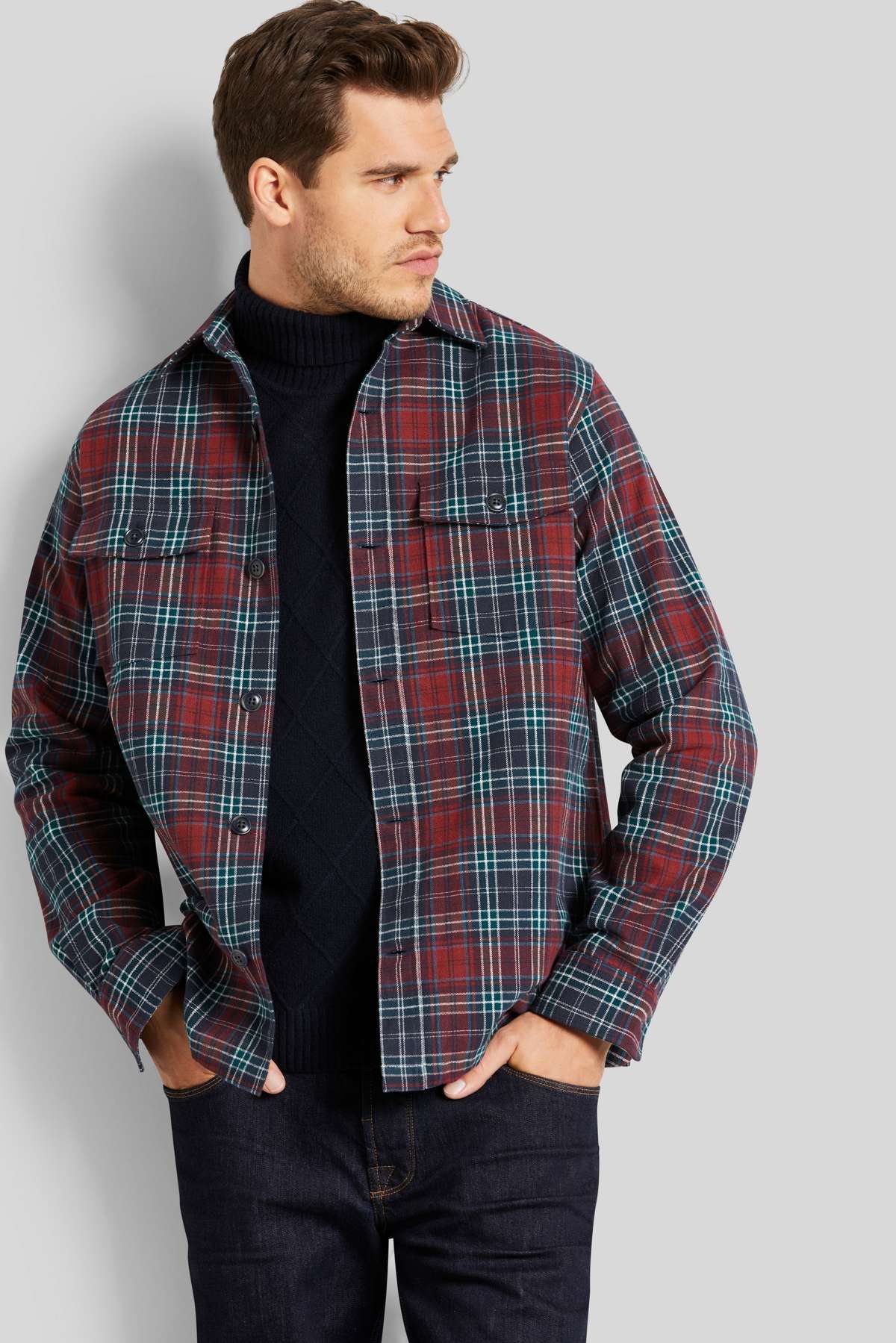 Рубашка с длинными рукавами и клетчатым узором Overshirt