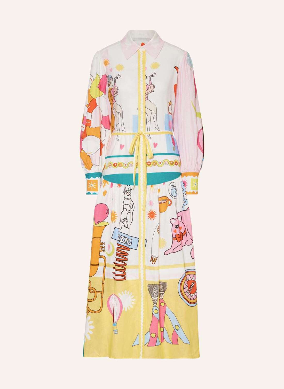 Платье-рубашка с льном