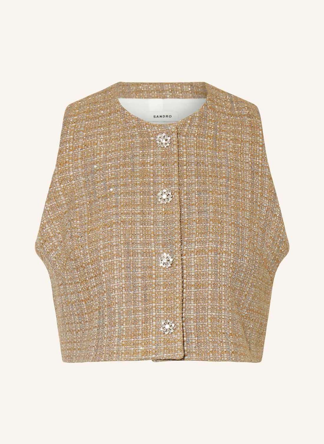 Твидовый жилет с блестящей пряжей и пайетками