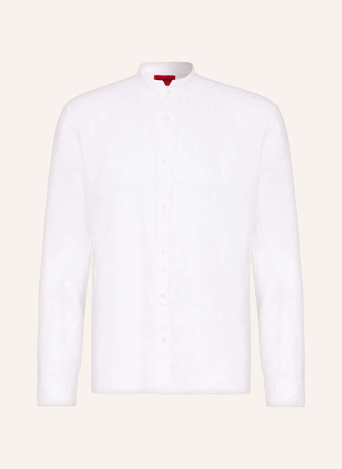 Льняная рубашка приталенного кроя с воротником стойкой ELVORY